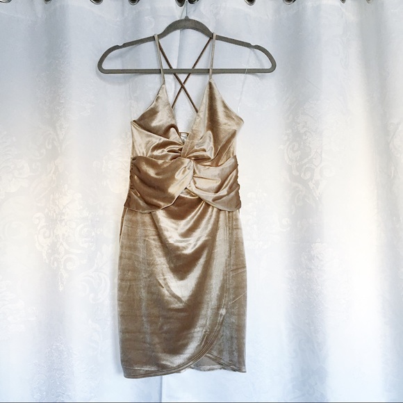 🆕Iris Taupe Nude Gold Velvet Dress - Picture 8 of 8