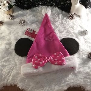 NEW Disney Minnie Mouse Ears & Bow Pink Santa Hat