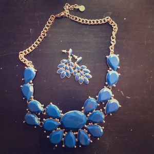 Royal blue and gold  necklace/earring bundle
