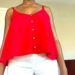 Zara BRIGHT RED cropped blouse size Medium