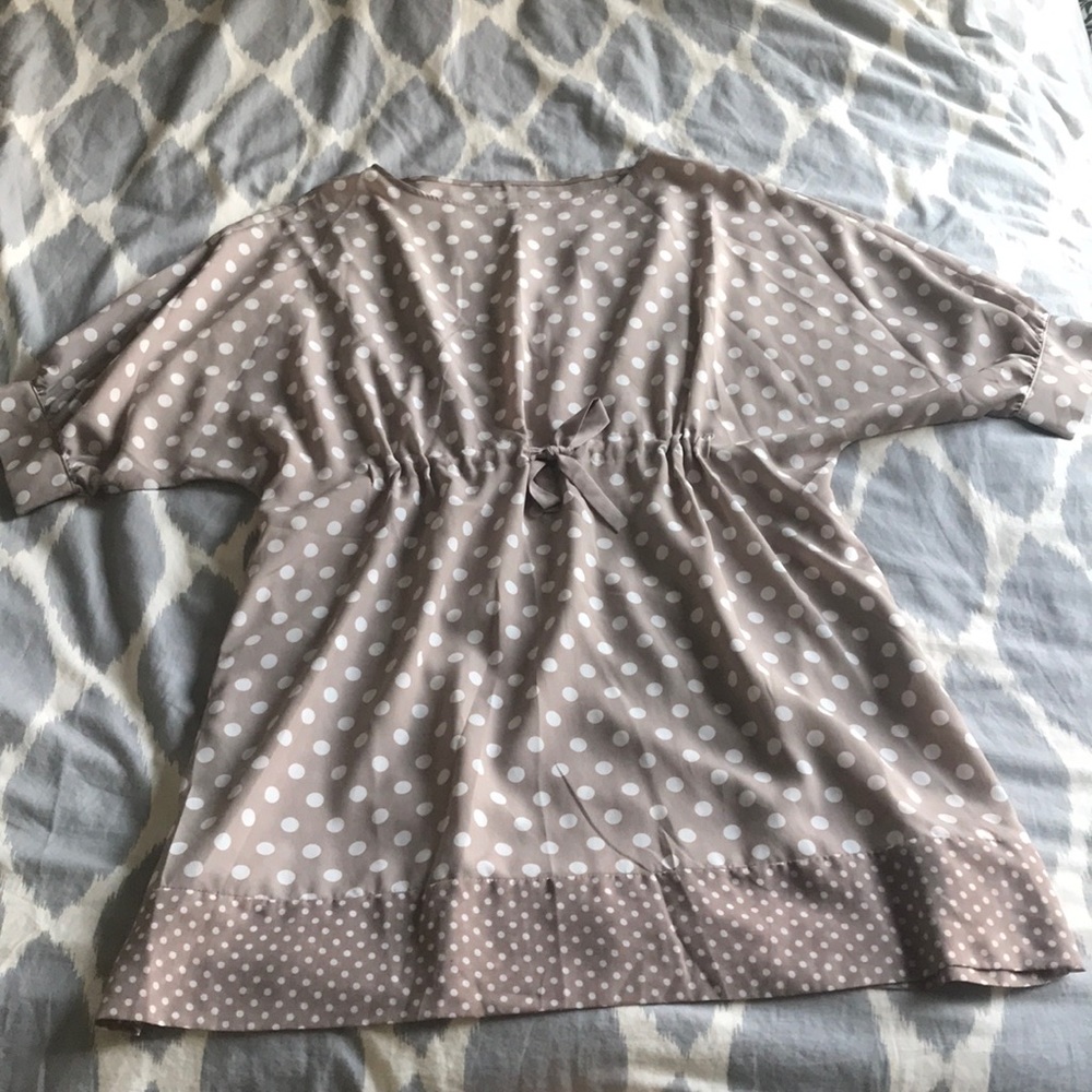 Pinkyotto Tan and White Dot Tunic Dress