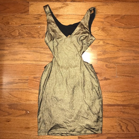 Bebe gold metallic scoop cutout dress - Picture 2 of 7