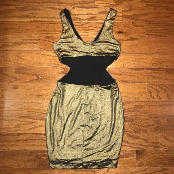 Bebe gold metallic scoop cutout dress - Picture 4 of 7