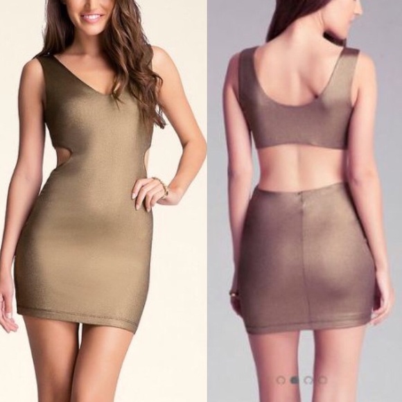 Bebe gold metallic scoop cutout dress - Picture 1 of 7