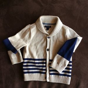 4T TOMMY HILFIGER tan&navy cardigan