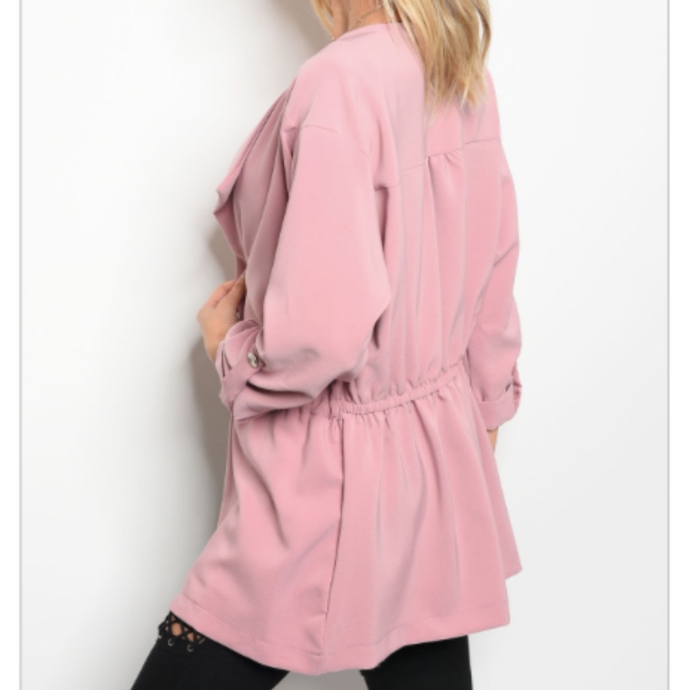 LAST 1: Dusty Pink Drawstring Cardigan - Picture 2 of 2