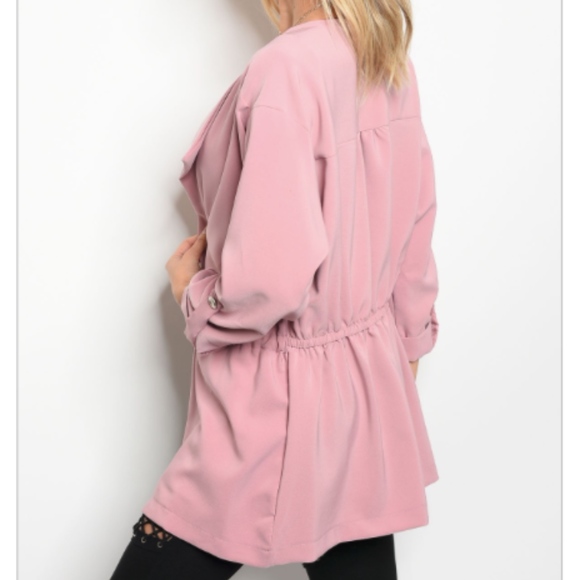 LAST 1: Dusty Pink Drawstring Cardigan - Picture 2 of 2