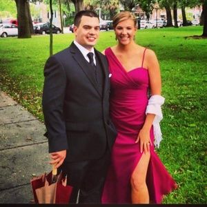 One shoulder rhinestone detail formal dress