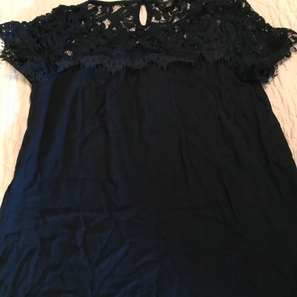 ELLA MOSS Lace Yoke Metallic Soft Modal Knit Top - Picture 2 of 5