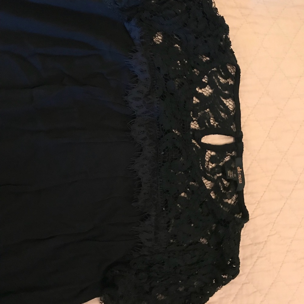 ELLA MOSS Lace Yoke Metallic Soft Modal Knit Top - Picture 3 of 5