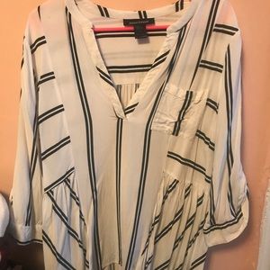 White and black stripped Tunic Top
