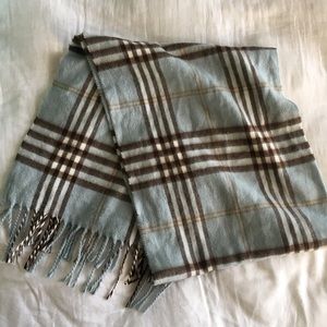Blue and brown plaid scarf