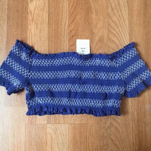 Urban Outfitters Tops - Urban Outfitters Smocked Blue Crop Top
