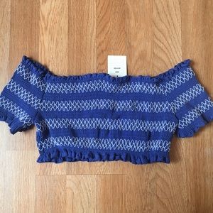 Urban Outfitters Smocked Blue Crop Top