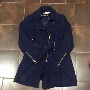 3/4 Length Blue Wool blend Jacket