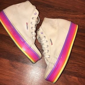 Super cool white superga boots