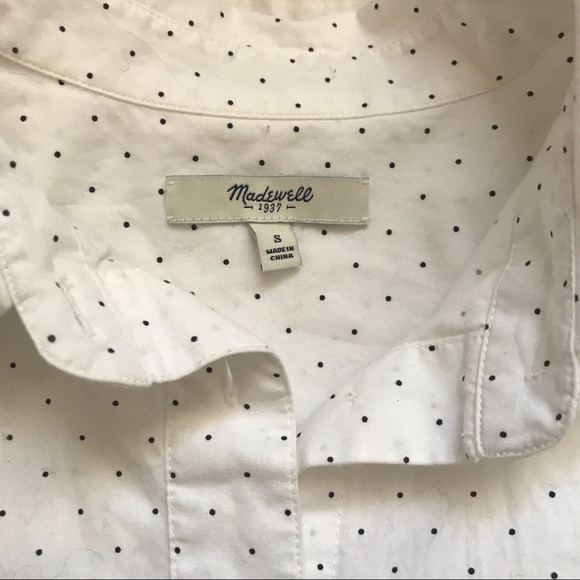 📦 SOLD - Madewell White Pin Dot Boy Shirt - Picture 3 of 5
