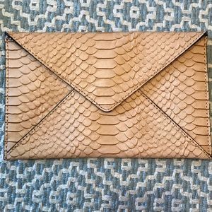 Loeffler Randall faux python envelope clutch