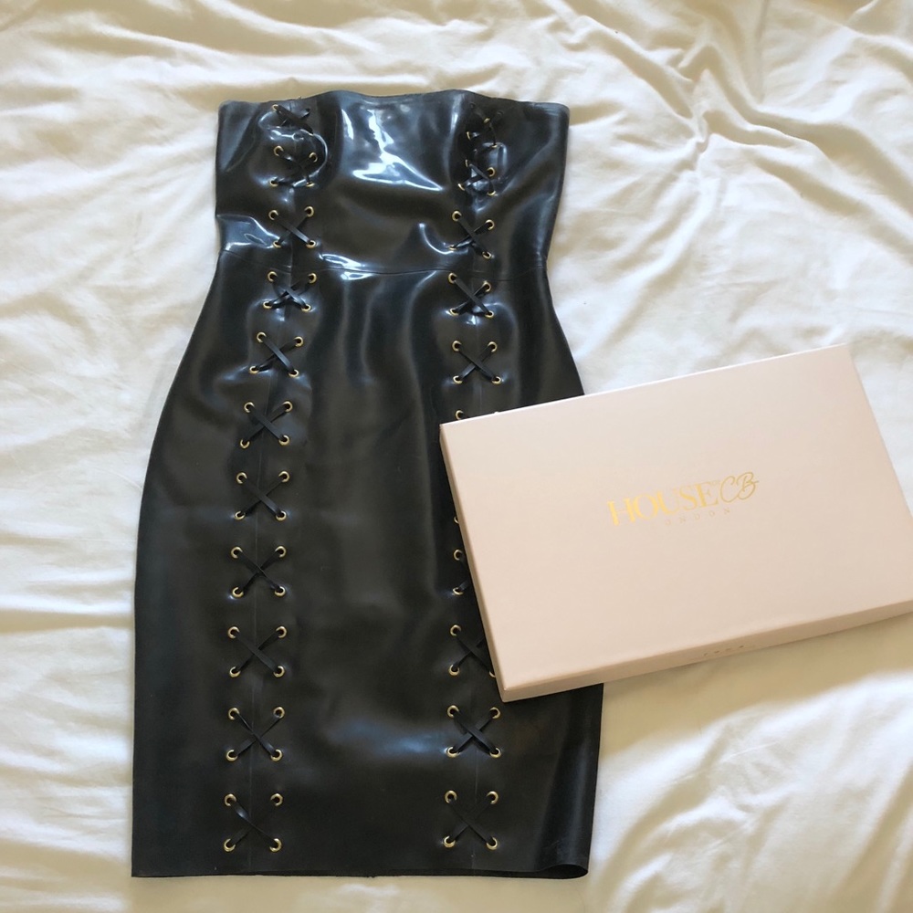 House of CB Black Latex Dress, worn once