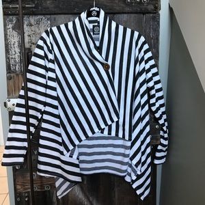 Stripe bobeau wood button cardigan, small