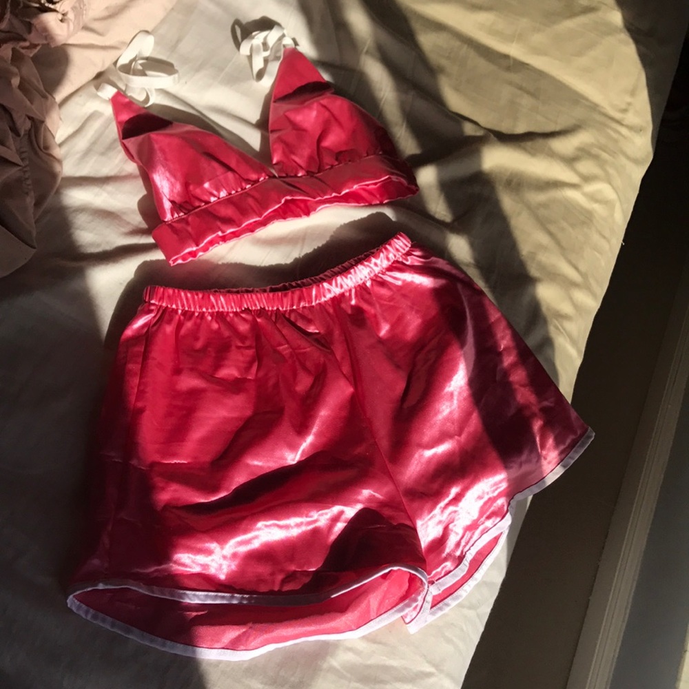 Pink Satin Two piece set