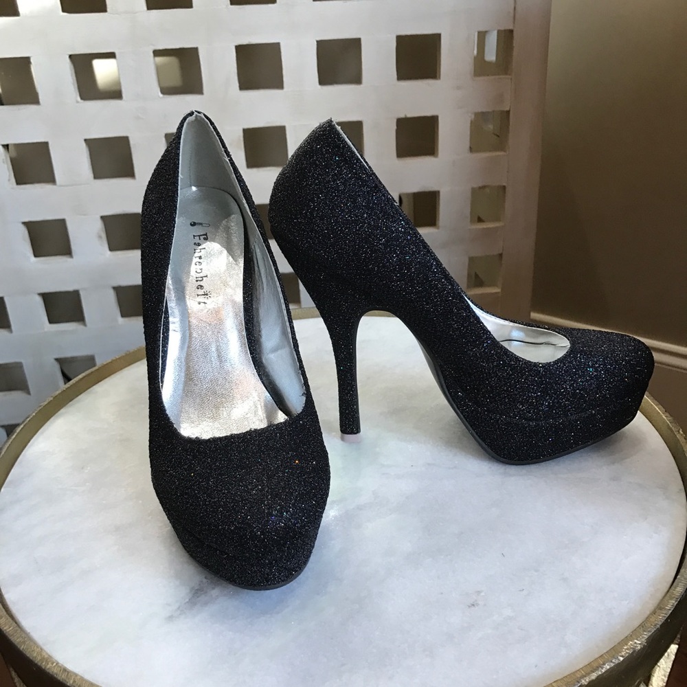 Size 7 Black Sparkly Heels