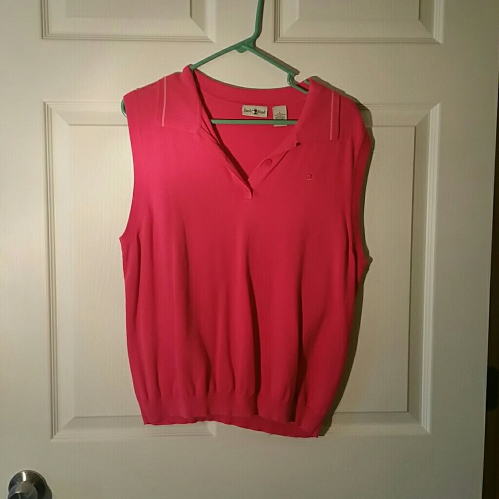 Large pink Duckhead sleeveless shirt with collar