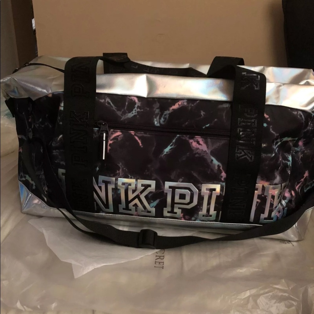 Vs Pink holographic large duffle