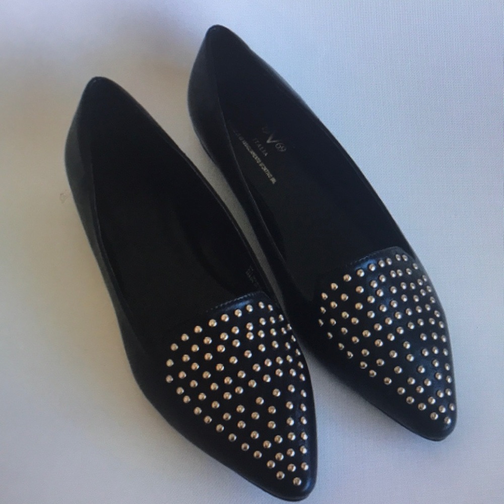 Versace 1969 Italia studded pointy flat size 8