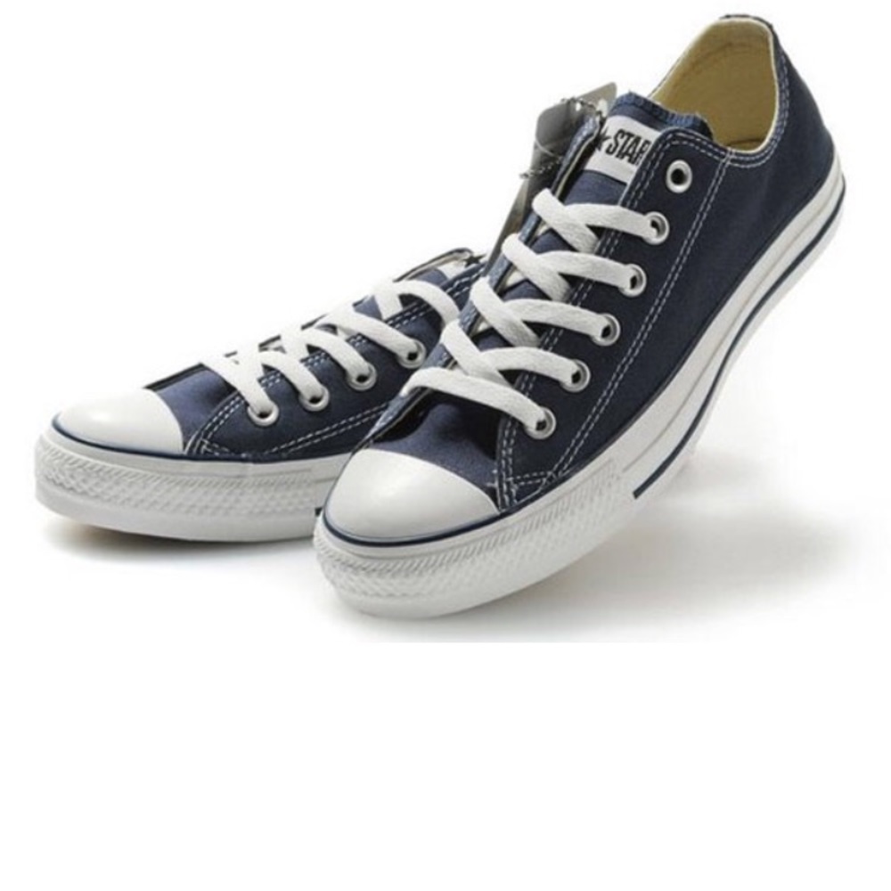 Navy blue classic Converse sneakers.