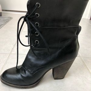 Black London Rebel lace up ankle boots
