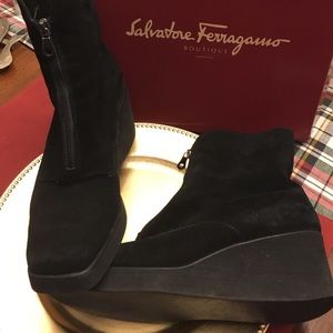 SALVATORE FERRAGAMO SUEDE WEDGE BOOTS ✨