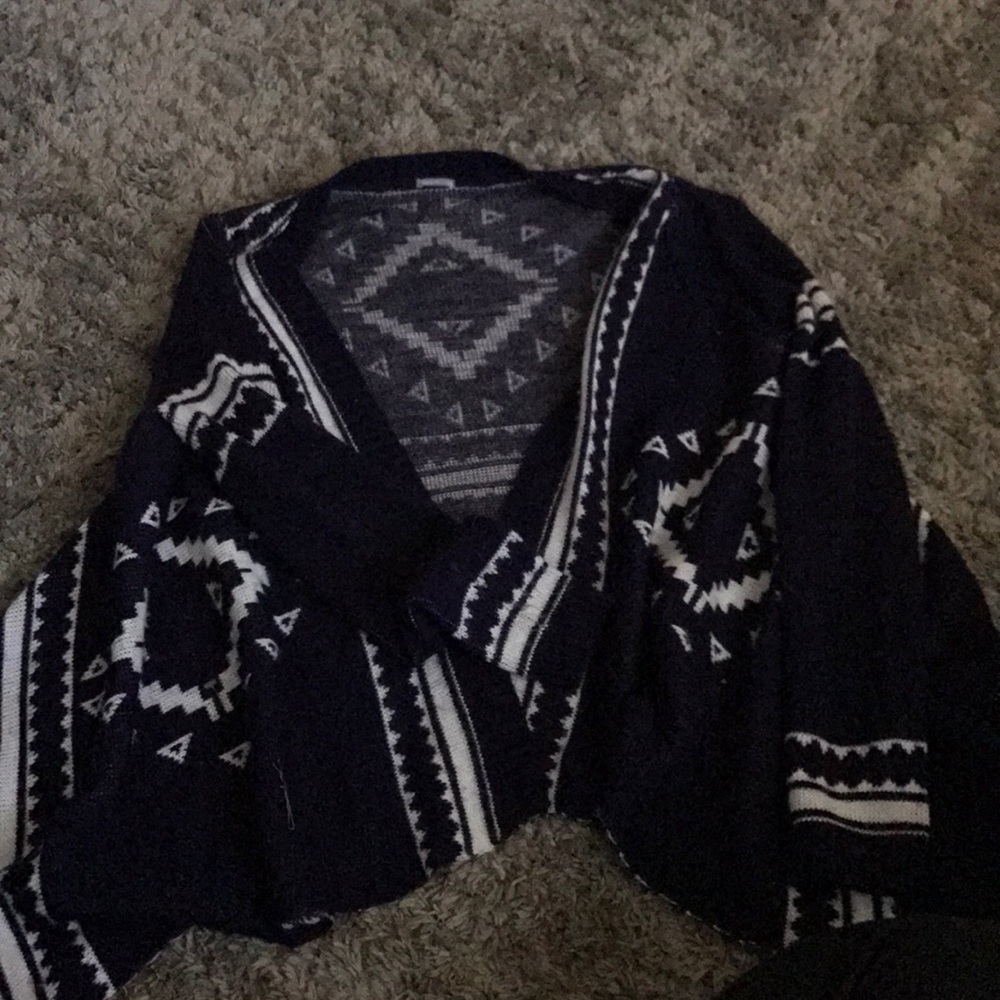 Navy blue and white cardigan