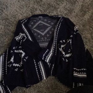 Navy blue and white cardigan