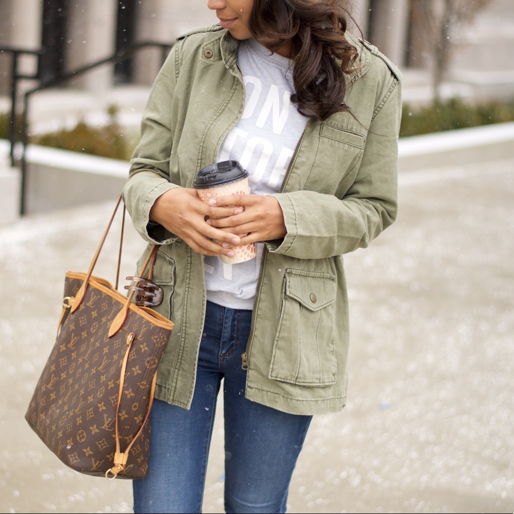 Green military jacket
