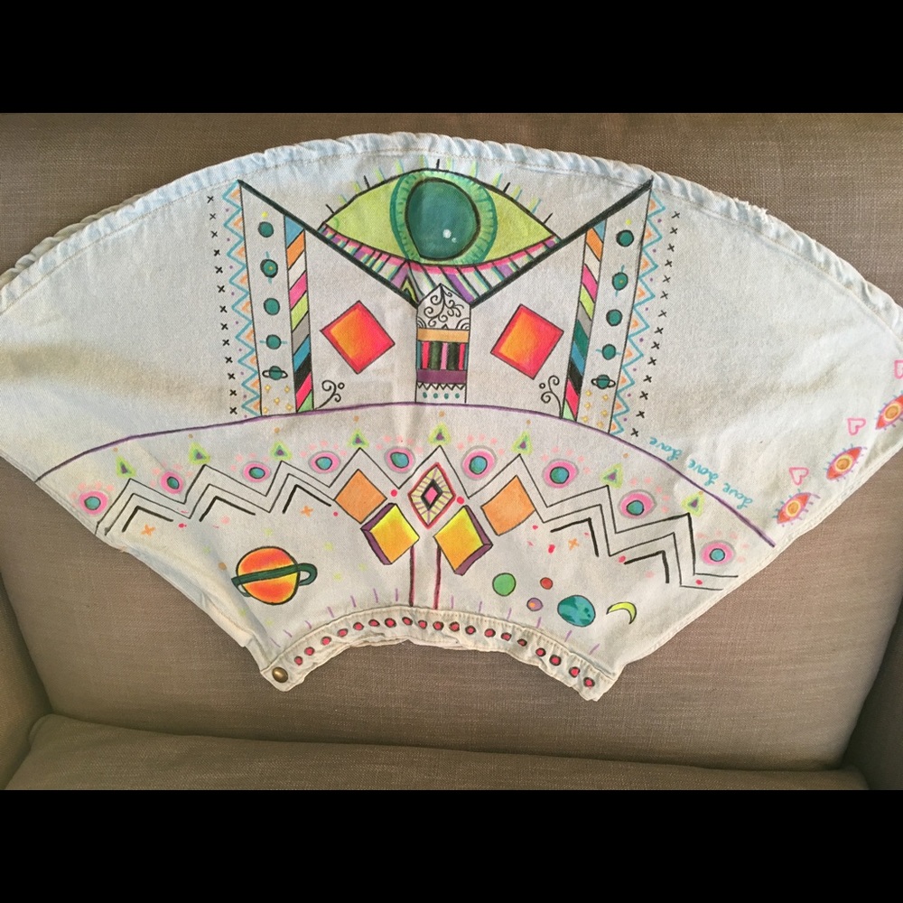 hand painted denim skirt