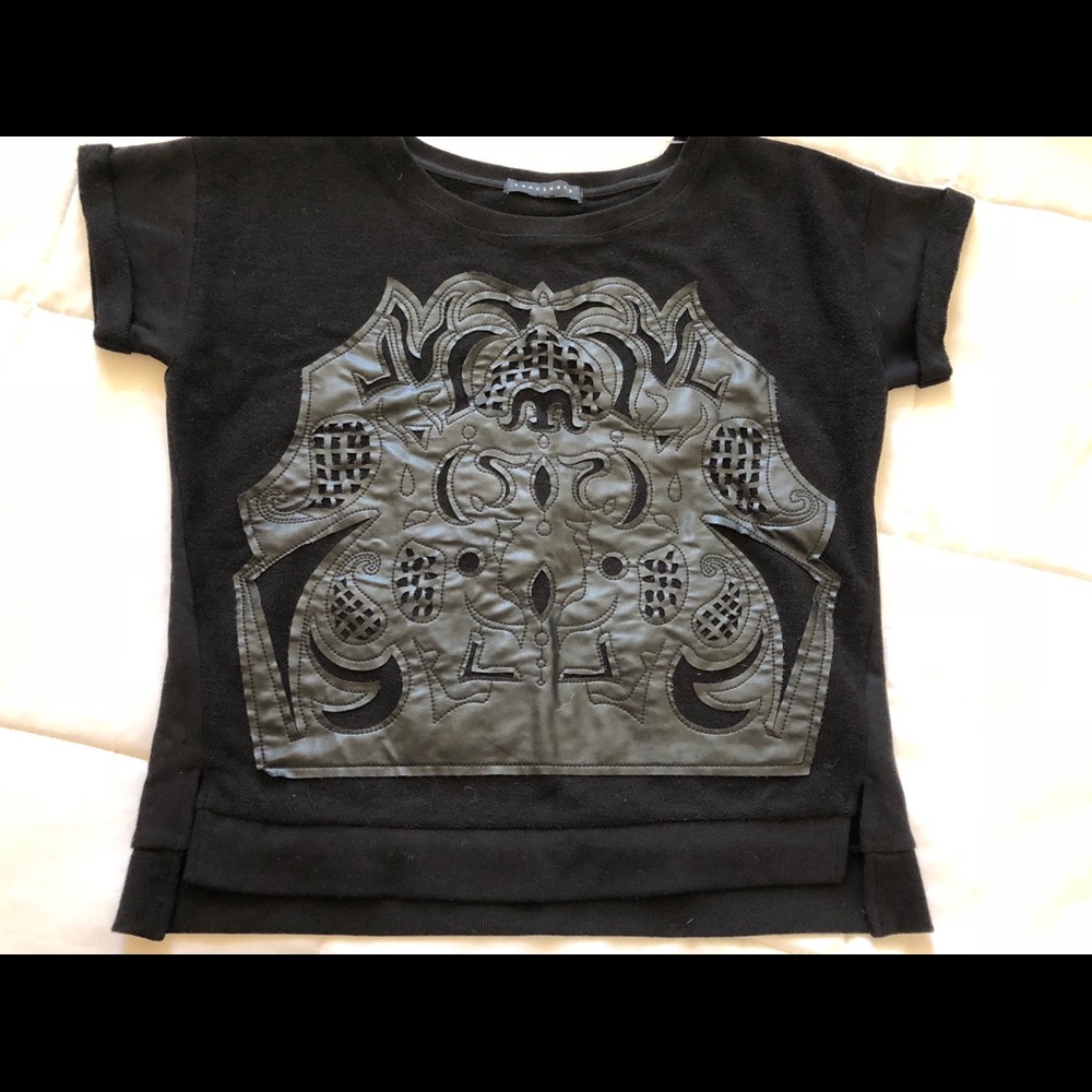 Sanctuary Faux Leather Appliqué Sweatshirt