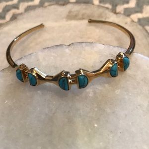 Stella & Dot gold and turquoise cuff