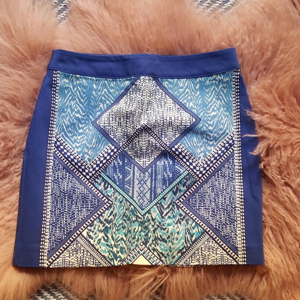 H&M Blue Geometric Print Mini Skirt