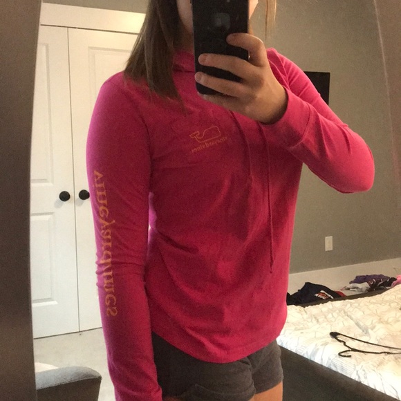 Long-sleeve Two Toned Whale Hoodie Pocket T-shirt - Picture 2 of 7