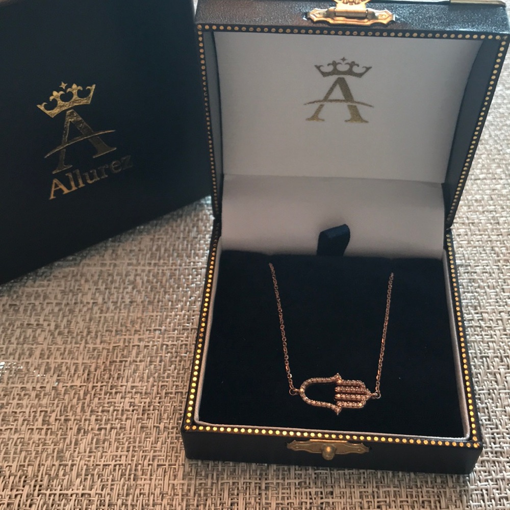 Allurez Diamond and 14K Rose Gold Hamsa Pendant