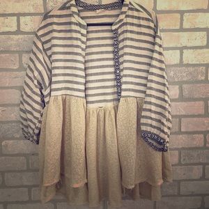 Gray striped button down