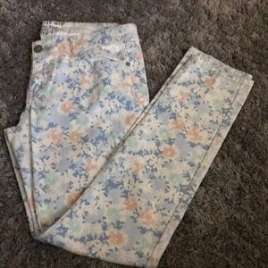 Floral print jeans