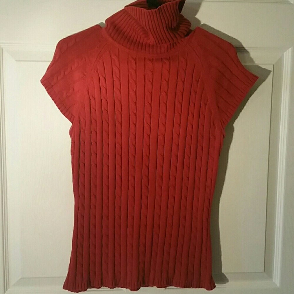 Red Cowlneck capsleeve sweater by Crystal Kobe, M