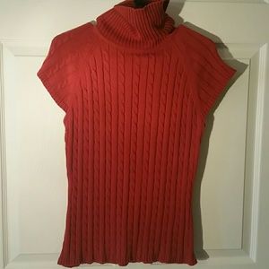 Red Cowlneck capsleeve sweater by Crystal Kobe, M
