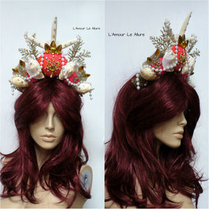 Orange and Gold Mermaid Shell Crown Tiara