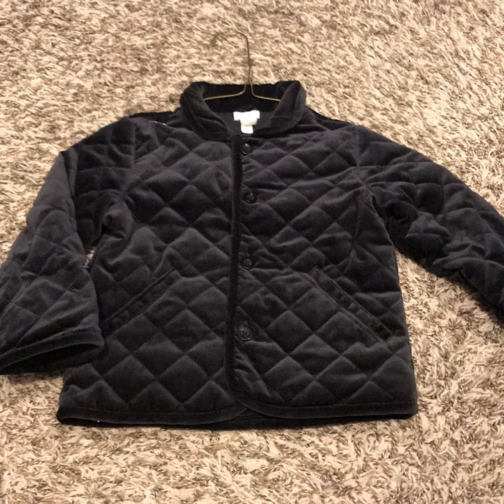 Girls’ black velvet pea coat