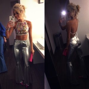 Pretty little thing silver legging bell bottoms