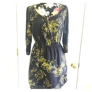 Zara Collection Black Yellow splash Zipper Dress M