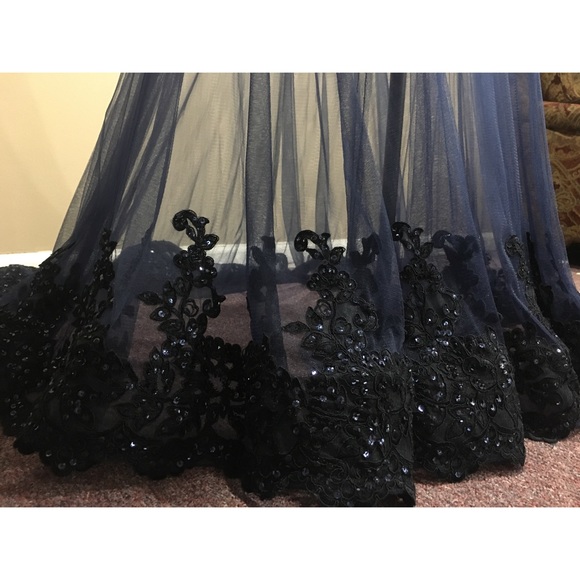 Terani navy blue evening dress style no 151E0437